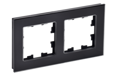 BRITE Рамка 2 -местная РУ-2-2-БрЧ стекло черный IEK BR-M22-G-K02 фото 1