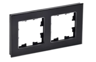 BRITE Рамка 2 -местная РУ-2-2-БрЧ стекло черный IEK BR-M22-G-K02 фото 1