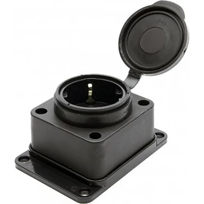 Розетка настенная 1-местная с/з, каучук, серия Одри, RST16-31-44, черный STEKKER 39018 фото 1