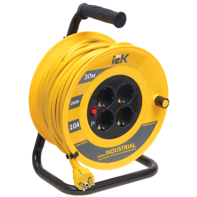 Катушка УК30 4 места 2P+PE/30м 3х1,0мм2 "Industrial" IEK WKP14-10-04-30 фото 1