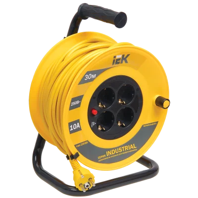Катушка УК30 4 места 2P+PE/30м 3х1,0мм2 "Industrial" IEK WKP14-10-04-30 фото 1