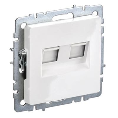 BRITE Роз. двойная RJ11+RJ45 кат.5E РК/Т12-БрБ бел. IEK BR-KT20-O-1-K01 фото 1