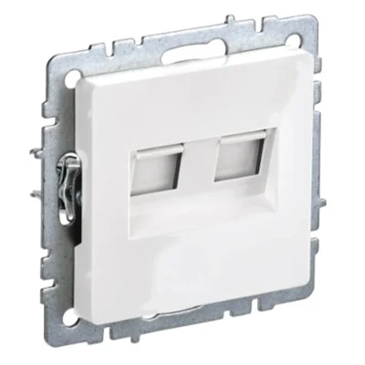 BRITE Роз. двойная RJ11+RJ45 кат.5E РК/Т12-БрБ бел. IEK BR-KT20-O-1-K01 фото 1