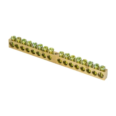 Шина PEN "ноль-земля" (8х12мм) 16 отверстий латунь крепеж по центру PROxima EKF sn0-125-16-c фото 1