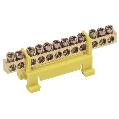 Шина PE "земля" на DIN-изол тип "Стойка" ШНИ-6х9-12-С-Ж IEK YNN10-69-12P-K05 фото 1