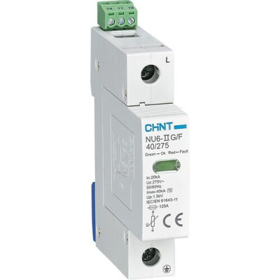 Ограничитель имп. перенапр. NU6-IIG 1P In=15кА Uc=440B Im=40кА (R) CHINT 252494 фото 1