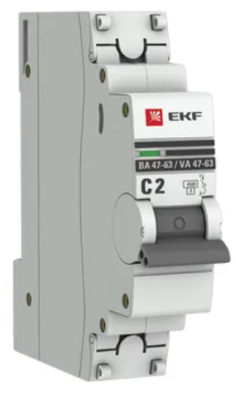 Автоматический выключатель 1P 2А (C) 4,5kA ВА 47-63 PROxima EKF mcb4763-1-02C-pro фото 1