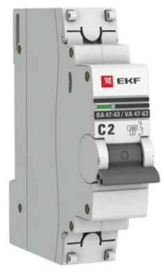 Автоматический выключатель 1P 2А (C) 4,5kA ВА 47-63 PROxima EKF mcb4763-1-02C-pro фото 1