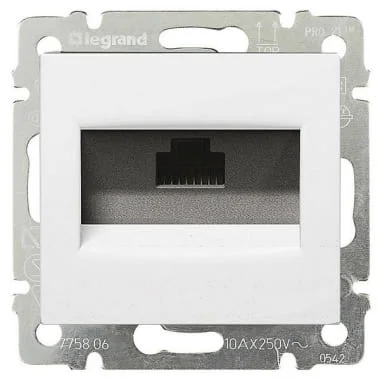 Розетка телефонная с рамкой RJ11 белый VALENA DIY Legrand 695336 фото 1