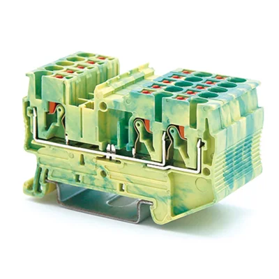 Клемма заземления, зажим push-in, 3 точки подключения, 2.5 кв.мм DKC VPR-2.5-TWIN-PE-YG фото 1