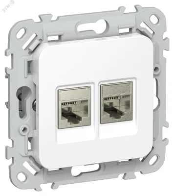 FLITE Розетка 2-местная компьютерная RJ45 категория 5Е STP РК5е-2-1-ФлБ белый IEK FI-K21-1-K01 фото 1