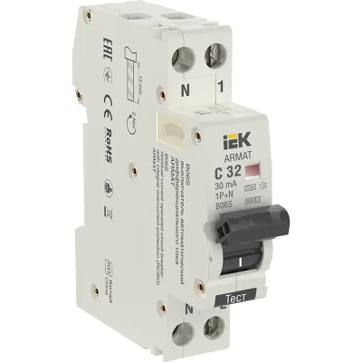 ARMAT АВДТ B06S 1P+NP C32 30мА тип A (18мм) IEK AR-B06S-1N-C32A030 фото 1