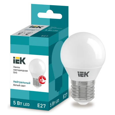 Лампа LED G45 шар 5Вт 230В 4000К E27 IEK LLE-G45-5-230-40-E27 фото 1