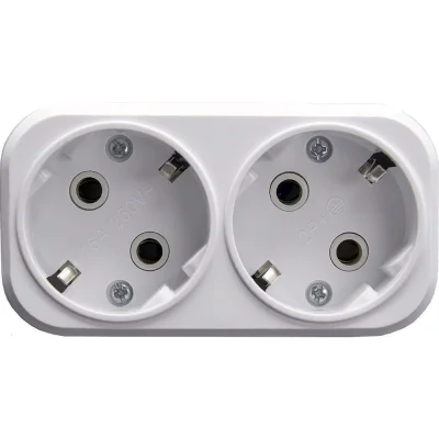 Разветвитель сетевой 2-местный с/з, ADP16-22-20, белый STEKKER 39023 фото 1