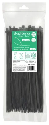 Стяжка кабельная нейлоновая 300х4.8 Чёрная (100шт) в пакете с замком ЗИП-ЛОК IMT300 Systeme Electric фото 1