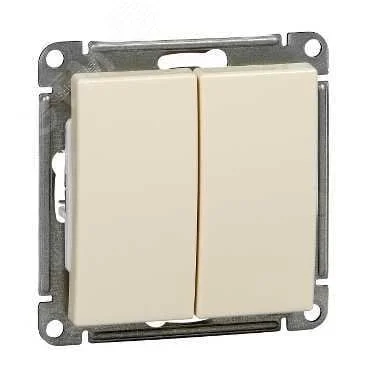 W59 Выключатель двухклавишный, 10АХ, механизм, слоновая кость Systeme Electric VS510-252-2-86 фото 1