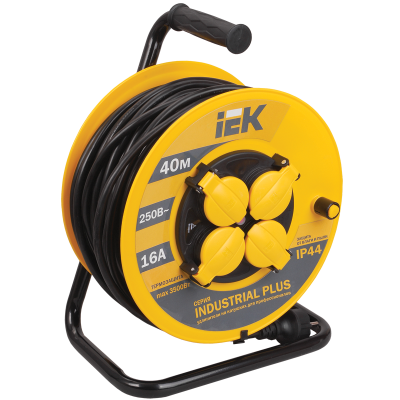 Катушка УК40 2P+PE/40м 3х1,5мм2 IP44 "Industrial plus" IEK WKP15-16-04-40-44 фото 1