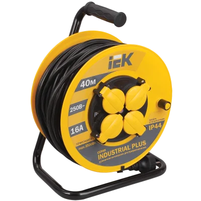 Катушка УК40 2P+PE/40м 3х1,5мм2 IP44 "Industrial plus" IEK WKP15-16-04-40-44 фото 1