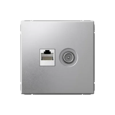 ARTGALLERY РОЗЕТКА двойная ТВ + компьютерная RJ45, кат. 5Е, АЛЮМИНИЙ Systeme Electric GAL000389 фото 1