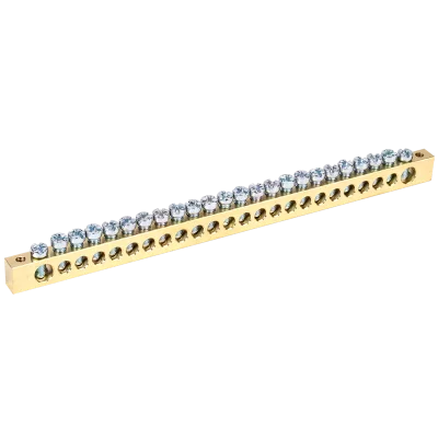 Шина PEN "земля-ноль" 8х12мм 24/2 (24групп/креп по краям) IEK YNN21-24-100 фото 1