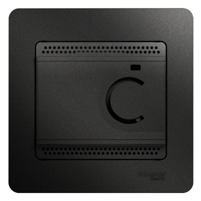 Glossa Антрацит Термостат электронный теплого пола с датчиком, от +5 до +50°C, 10A Systeme Electric  фото 1