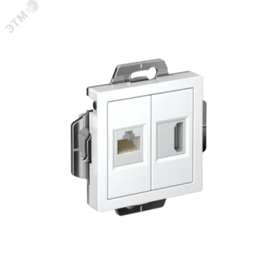 Розетка HDMI+RJ45 ATLASDESIGN, скрытый монтаж, белый, Systeme Electric ATN000182 фото 1