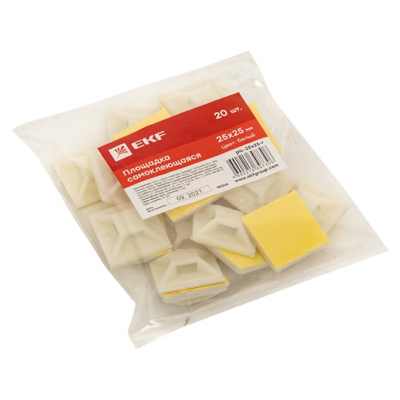 Площадка самоклеящаяся (25х25мм.) белая (20шт.) PROxima EKF plc-25x25-r фото 1