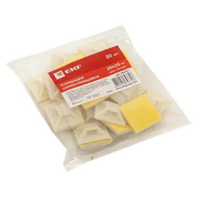 Площадка самоклеящаяся (25х25мм.) белая (20шт.) PROxima EKF plc-25x25-r фото 1