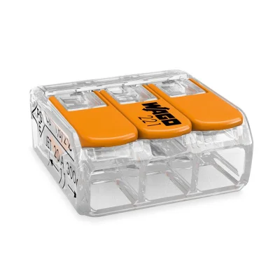 Клеммник 3 (одножильных или многожильных) х 0,08-4 мм 32A Cu [уп. 50шт] WAGO 221-413 фото 1