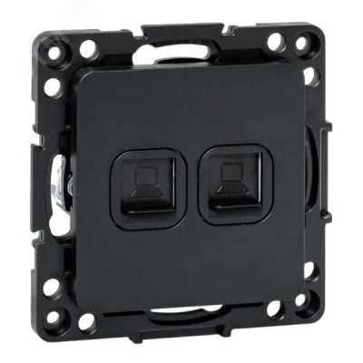 Стокгольм Механизм Розетки RJ-45 2-местной черный EKF EZK02-035-10 фото 1