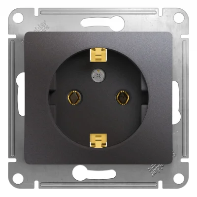 Glossa Графит Розетка с/з Systeme Electric GSL001343 фото 1