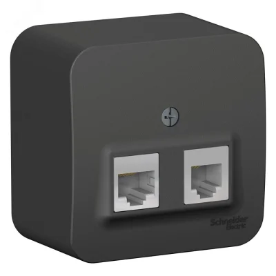 Розетка BLANCA наружная двойная компьютерная RJ45+телефонная RJ11, кат.5e, с изолирующей пластиной,  фото 1