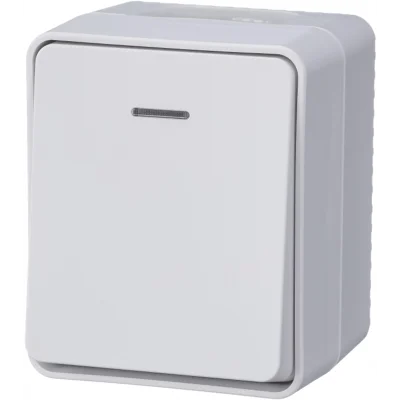 AtlasDesign PROFI IP54 О/У 1-клавишный ВЫКЛЮЧАТЕЛЬ с подсветкой 10 АХ, БЕЛЫЙ ATN540 Systeme Electric фото 1