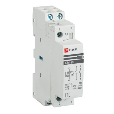 Контактор модульный КМ 20А 2NО (1 мод.) PROxima EKF km-1-20-20 фото 1