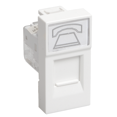 РКФ-10-00-П Розетка телефонная RJ-11 кат.3 (на 1 модуль) ПРАЙМЕР белая IEK CKK-40D-RT1-K01 фото 1