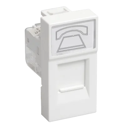 РКФ-10-00-П Розетка телефонная RJ-11 кат.3 (на 1 модуль) ПРАЙМЕР белая IEK CKK-40D-RT1-K01 фото 1