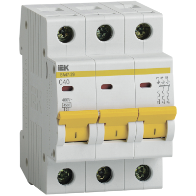 KARAT Авт. выкл. ВА47-29 3P C 40А 4,5кА IEK MVA20-3-040-C фото 1