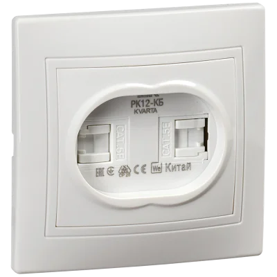 KVARTA Роз. 2-мест. комп. RJ45 кат.5е РК12-КБ бел. IEK KV-K20-K01 фото 1