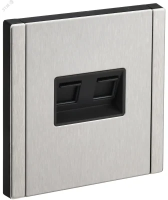 FORTE&PIANO Розетка компьютерная двойная RJ45 кат.5E FP733M металл никель IEK FP-K20-1-M-K50 фото 1