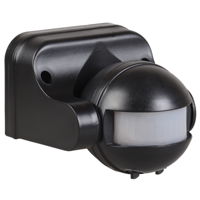 Датчик движения ДД 009 черный, макс. нагрузка 1100Вт, угол обзора 180град., дальность 12м, IP44, IEK фото 1