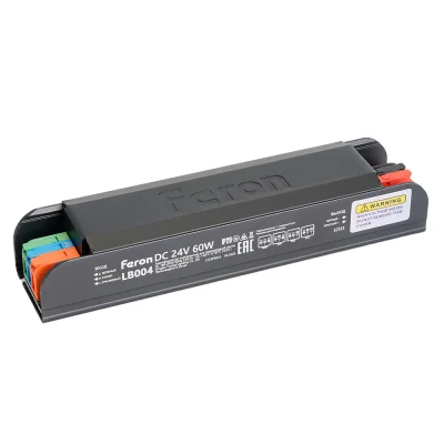 Трансформатор электронный для светодиодной ленты с плавным пуском и диммированием 60W 24V IP20, клип фото 1