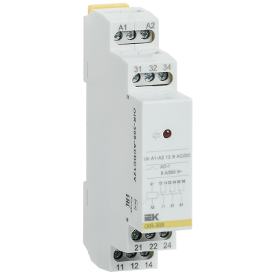 Реле промежут. OIR 3 конт. 8А 12В AC/DC IEK OIR-308-ACDC12V фото 1