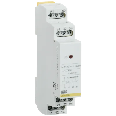 Реле промежут. OIR 3 конт. 8А 12В AC/DC IEK OIR-308-ACDC12V фото 1