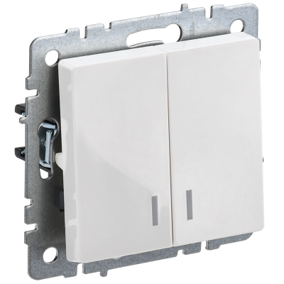 BRITE Выключ. 2-кл. с инд. 10А ВС10-2-1-БрБ бел. IEK BR-V20-1-10-K01 фото 1