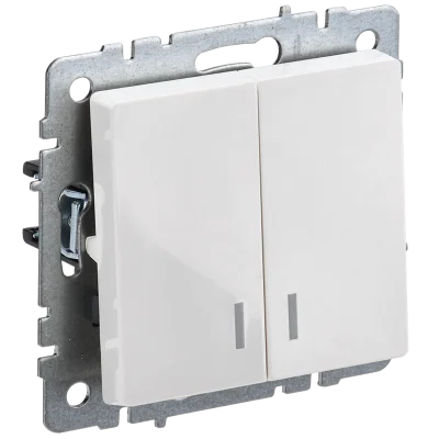 BRITE Выключ. 2-кл. с инд. 10А ВС10-2-1-БрБ бел. IEK BR-V20-1-10-K01 фото 1