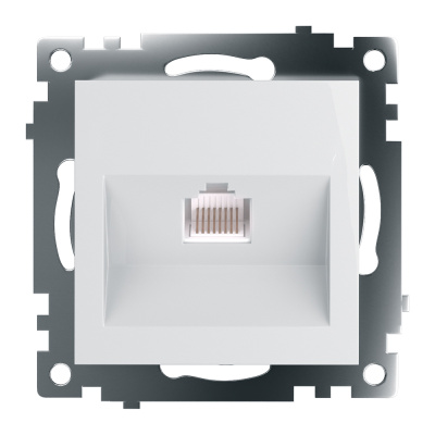 Розетка компьютерная 1-местная RJ-45 (механизм), серия Катрин, GLS00-7107-01, белый STEKKER 39305 фото 1