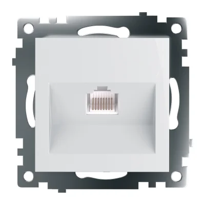 Розетка компьютерная 1-местная RJ-45 (механизм), серия Катрин, GLS00-7107-01, белый STEKKER 39305 фото 1