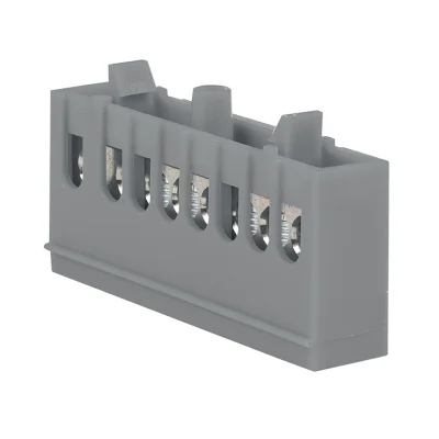 Шина "фаза" L (6х9мм) 8 отверстий латунь серый изолированный корпус на DIN-рейку PROxima sn0-63- EKF фото 1