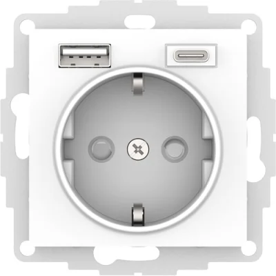 ATLASDESIGN РОЗЕТКА 16А с 2 USB A+C, 5В/2,4А/3,0А, 2х5В/1,5А, механизм, БЕЛЫЙ ATN00 Systeme Electric фото 1