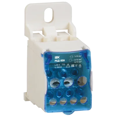 Распределительный блок на DIN-рейку РБД-80А IEK RBD-80 фото 1